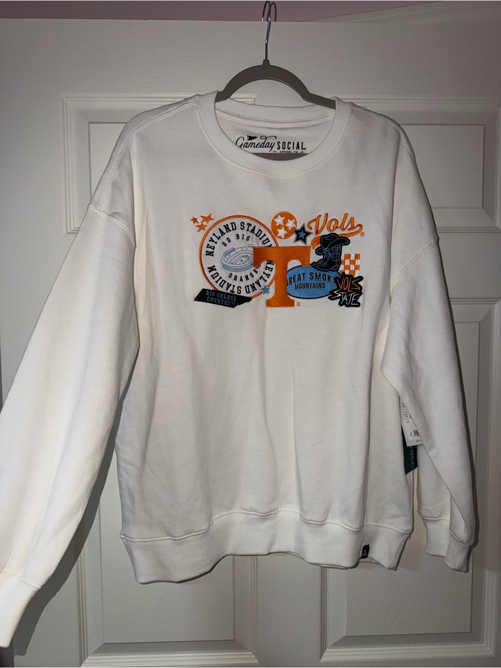 White Graphic Crewneck Sweatshirt - Vols Design